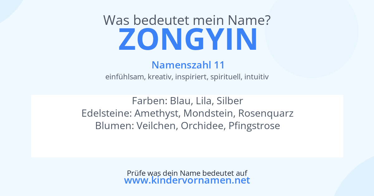 Was bedeutet der Name Zongyin?