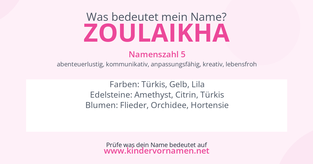Was bedeutet der Name Zoulaikha?