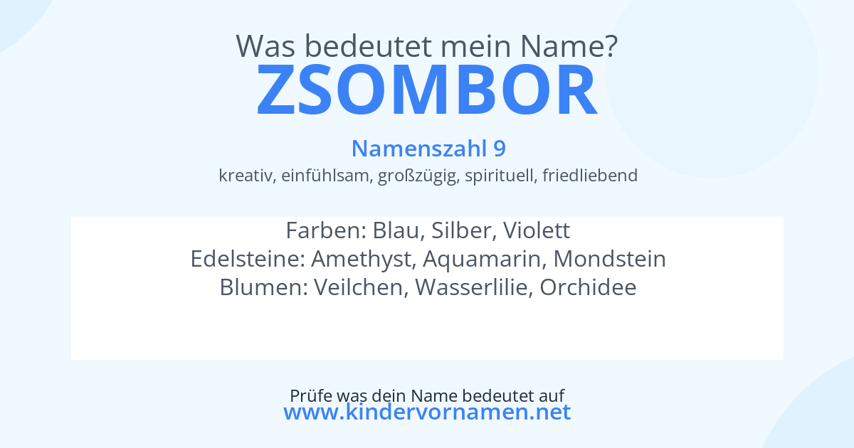 Was bedeutet der Name Zsombor?