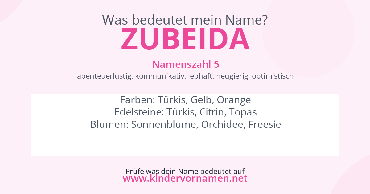 Was bedeutet der Name Zubeida?