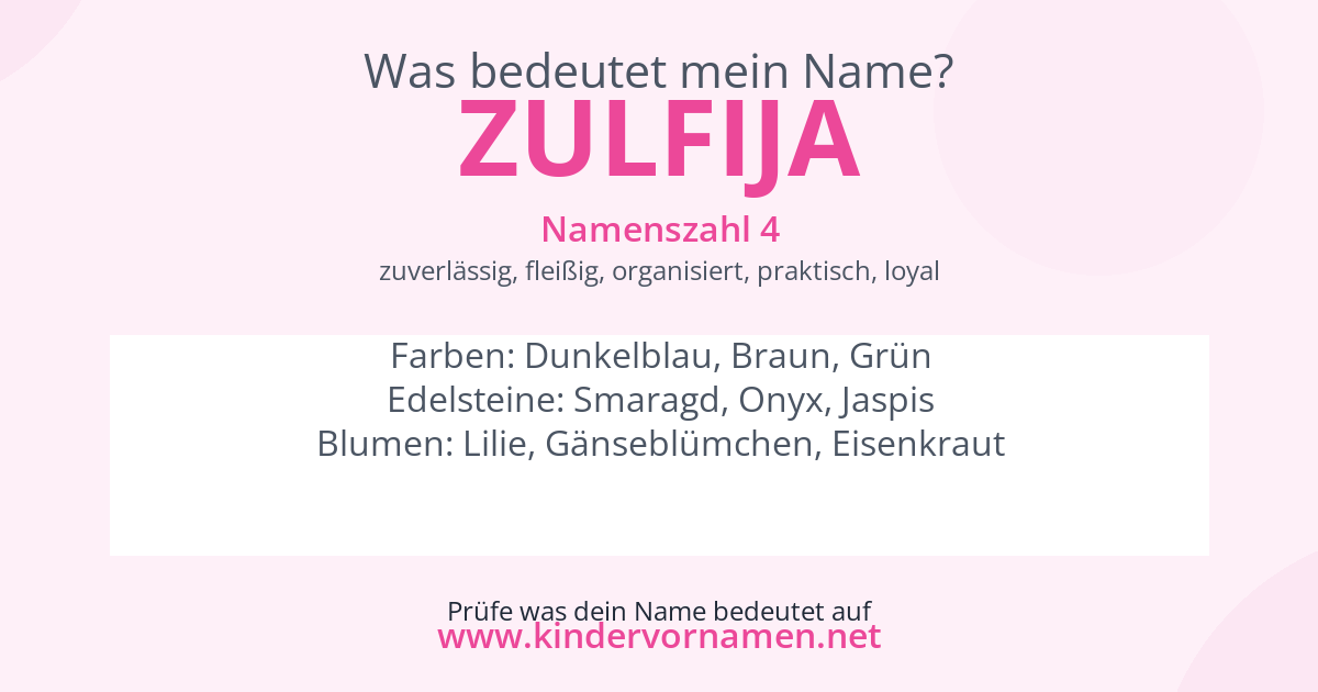 Was bedeutet der Name Zulfija?