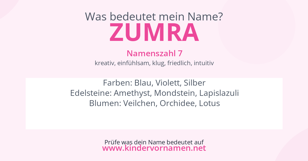 Was bedeutet der Name Zumra?