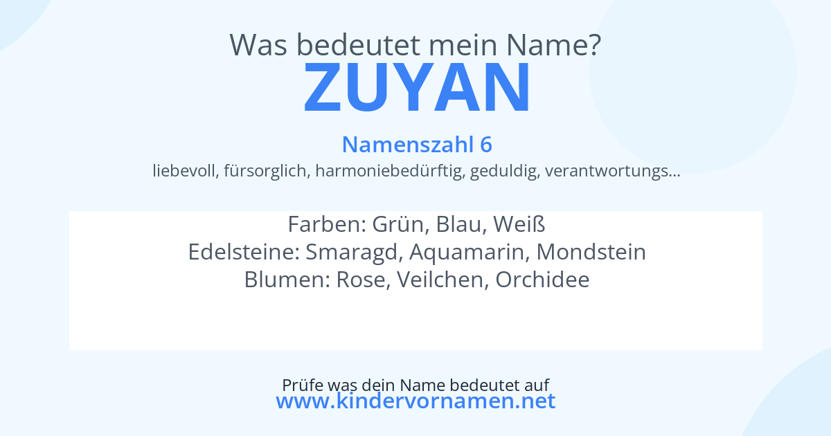 Was bedeutet der Name Zuyan?