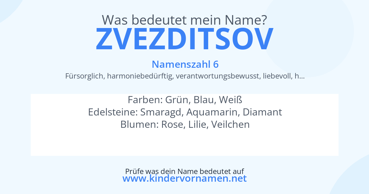 Was bedeutet der Name Zvezditsov?